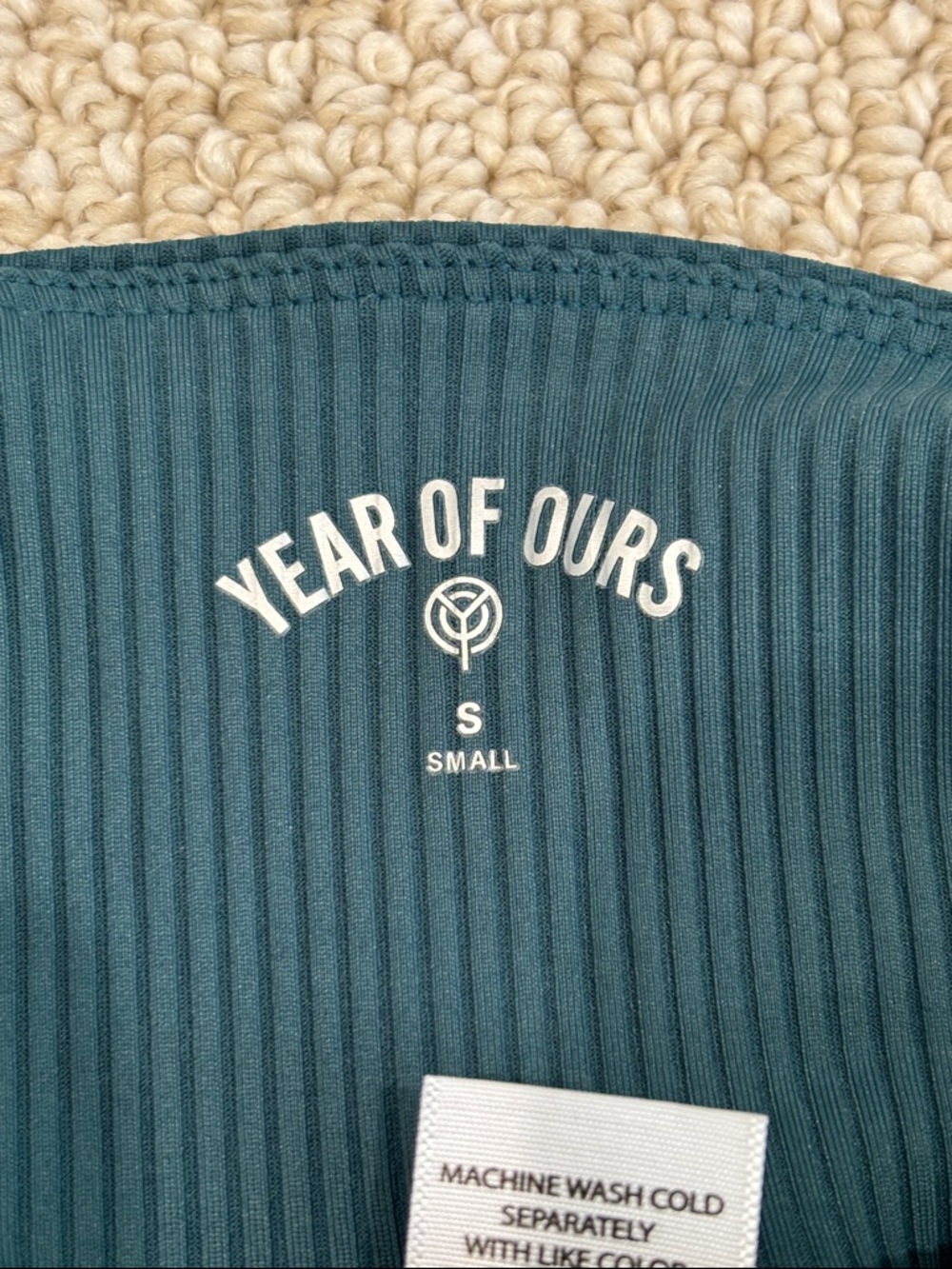 Year of Ours Teal Ribbed Active Set - Teal & Black - Picture 3 of 4